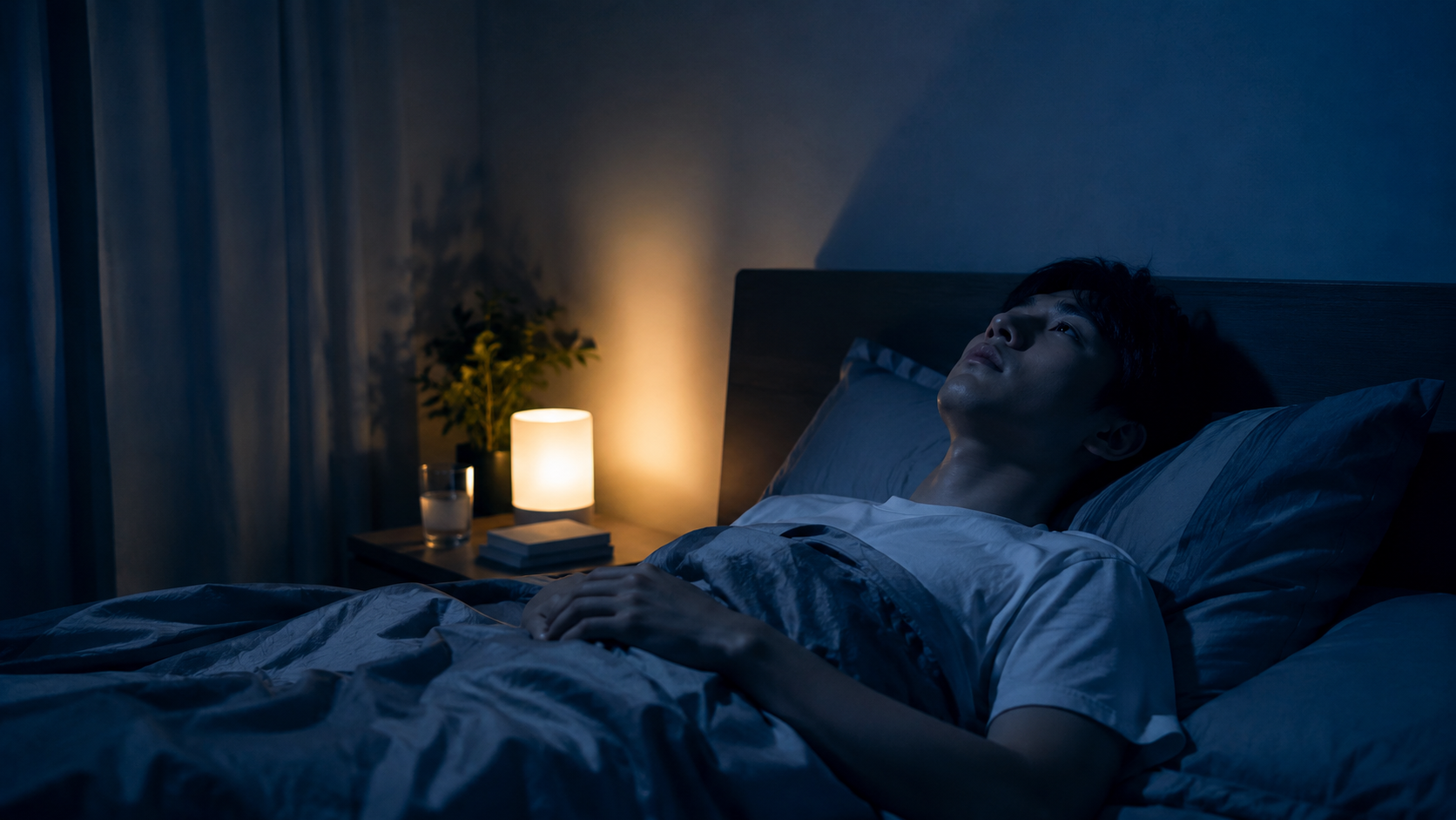 眠れない夜、ベッドサイドの間接照明