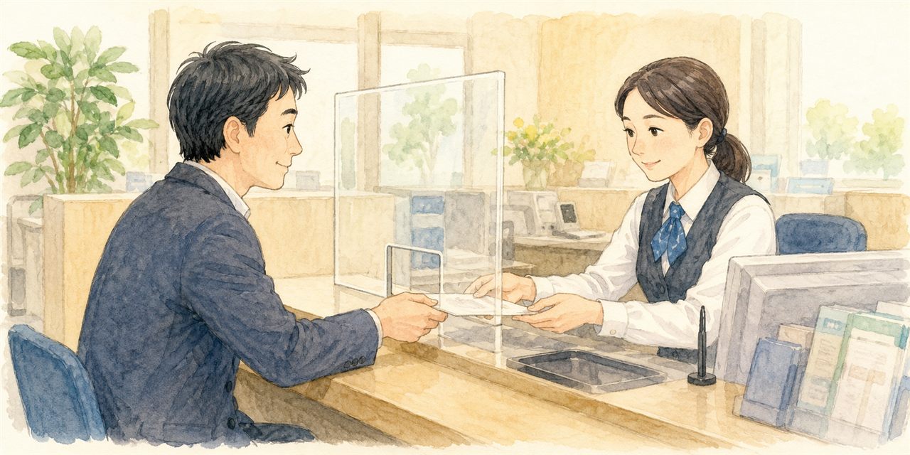 窓口で繰り上げ返済の手続きをするイメージ
