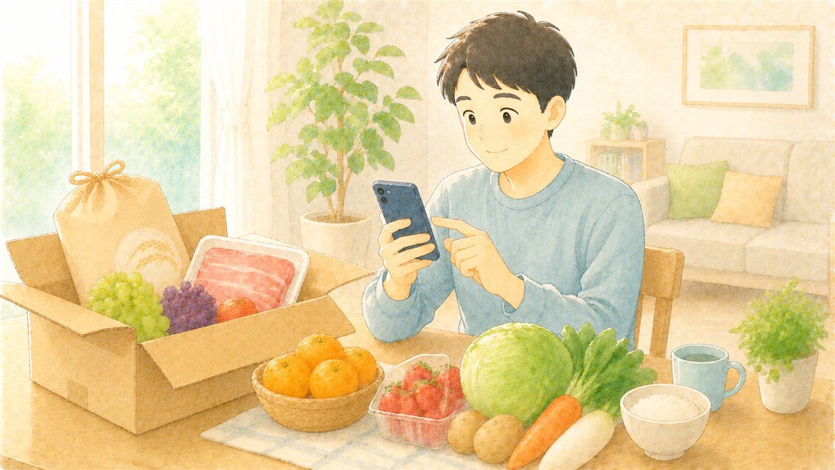 スマホでふるさと納税を申し込む公務員のイメージ