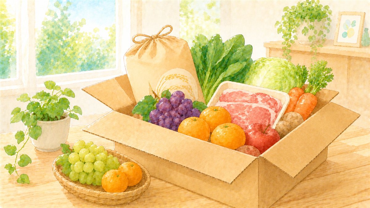 ふるさと納税の返礼品が詰まった段ボール箱のイメージ