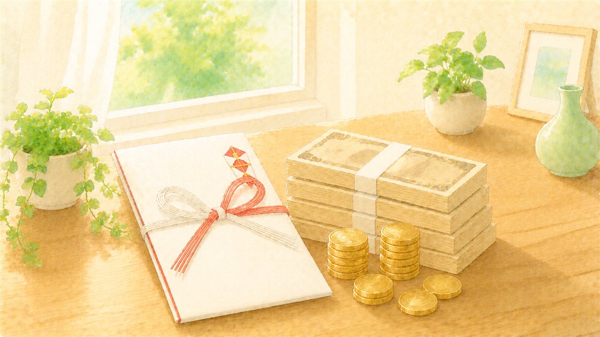 退職金ののし袋とお金のイメージ