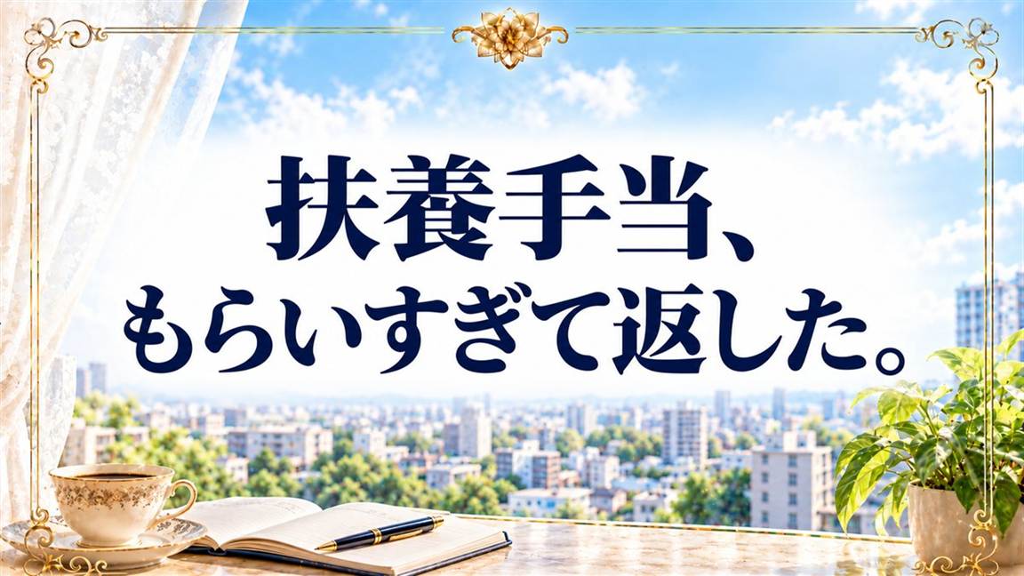 「扶養手当、もらいすぎて返した。」と書かれた主夫FIREブログのアイキャッチ